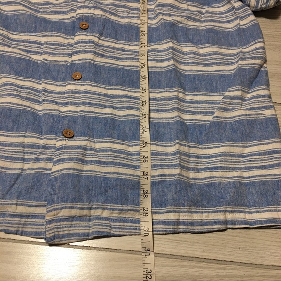 KS Island Linen Rayon Blend Button Up Mens 2XL Big Blue Striped Shirt - Picture 6 of 7